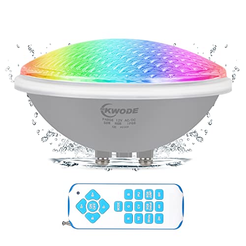 KWODE LED Poolbeleuchtung PAR56, 58W RGB Schwimmbadbeleuchtung, IP68 Wasserdichter Pool Lampe Licht mit Fernbedienung, Timing 2/4/6H, Unterwasserscheinwerfer Poolscheinwerfer Schaltersteuerung von KWODE