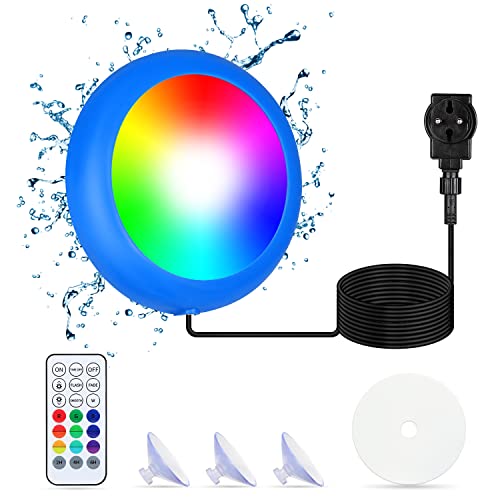 KWODE LED Poolbeleuchtung Unterwasser für Aufstellpool, 10W RGB Unterwasser LED Licht Magnet mit 18 LED Perlen, für Frame Pool Stahlwandpool Aquarium Badewanne, IP68 Wasserdicht, 7m Kabel von KWODE