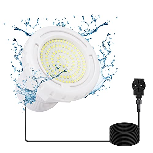 KWODE LED Poolbeleuchtung Unterwasser für Aufstellpool, 12W kalte weiße Frame Pool Poolbeleuchtung, 12V LED Unterwasserscheinwerfer IP68 Wasserdicht mit 7m Kabel von KWODE