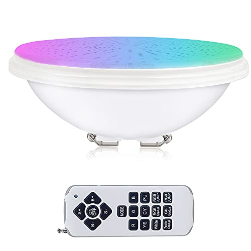KWODE Pool Par56, 54W RGB Poolbeleuchtung mit Fernbedienung, Unterwasser Scheinwerfer, 12V AC/DC Led Par56 Pool Light, Harz Gefüllt Poolleuchte, IP68 Wasserdicht Poolscheinwerfer PC Flach Pool Lampe von KWODE