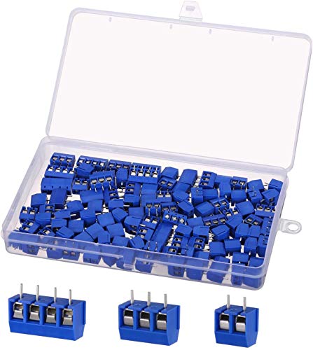 100 Stück PCB Mount Screw Terminal Block, KWOKWEI Schraubklemme Steckverbinder 5mm 2 Pin / 3 Pin / 4Pin Schraubklemmenblock Terminal Steckverbinder für Arduino DIY-Platine Dupont-Draht von KWOKWEI