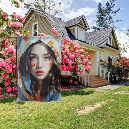 Abstrakte Kunst Frau Poster Stil A doppelseitige Gartenflagge, 28 x 40 Zoll Hof-Außendekoration von KWQDOZF
