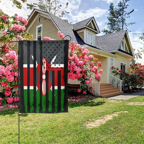 Amerika Kenianische Flagge Doppelseitig 28x40 Zoll Hof Außendekoration von KWQDOZF