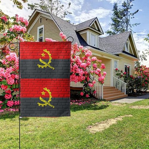 Angolanische Flagge an der Wand, doppelseitige Gartenflagge, 28 x 40 Zoll, Hof-Außendekoration von KWQDOZF