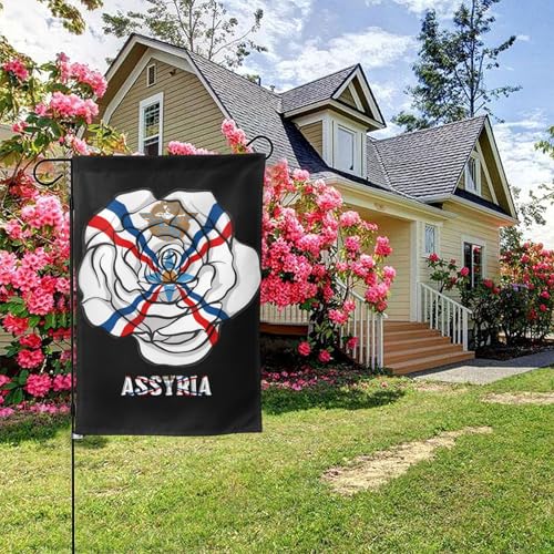 Assyrian Roses Flagpng Doppelseitige Gartenflagge, 28 x 40 Zoll, Hof-Außendekoration von KWQDOZF