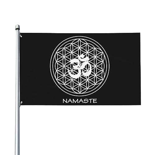 Blume des Lebens Yoga Namaste geometrisches Muster Geschenk hochwertig 3x5 FT dekorative Flagge für den Außenbereich lebendige Farben winddicht wasserabweisend ideal für Garten und Veranstaltungen von KWQDOZF