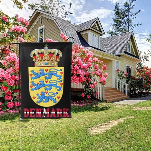 Dänemark Emblem doppelseitige Gartenflagge, 28 x 40 Zoll Hof Außendekoration von KWQDOZF