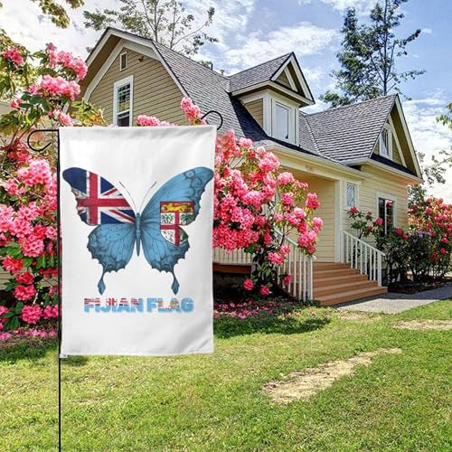 Fidschianische Flagge Schmetterling Doppelseitige Gartenflagge, 28x40 Zoll Hof-Außendekoration von KWQDOZF