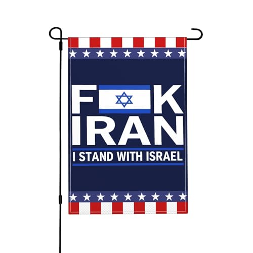 Fuck Iran Flagge, ich stehe mit Israel Gartenflaggen 12 x 18 doppelseitige Sackleinen Hofschilder Fuck Iran Flagge, ich stehe mit Israel Gartenflaggen 12 x 18 doppelseitige Sackleinen Hofschilder von KWQDOZF