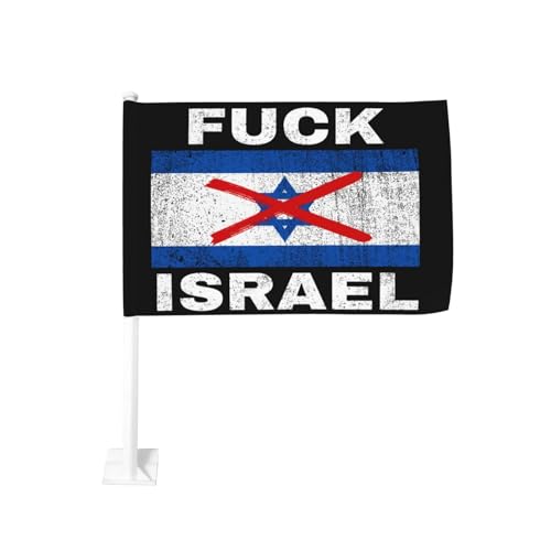 Fuck Israel Free Palestine Save Gaza Autoflagge 12"X18" Zoll Flaggen Doppelseitiges Auto Fahrzeug Banner für Boot, Motorrad von KWQDOZF
