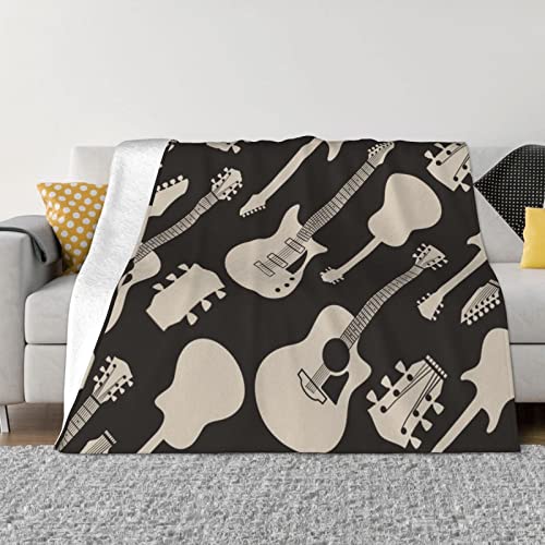 Gitarrenmuster Farbe Akustik und Gitarren Bedruckt ultraweiche Micro-Fleece-Decke Überwurf Ganzjahres-Sofa warme Überwurfdecke für Nickerchen 40"X30" von KWQDOZF