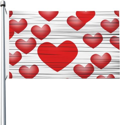 Herz gezeichnet in Lippenstift-See-Gitarre-Reflektionsflagge 3x5 FT Flagge für den Außenbereich Banner Urlaub Gartenflagge Willkommens-Hofbanner Hausgarten Hof Rasendekoration Flaggen für drinnen und von KWQDOZF