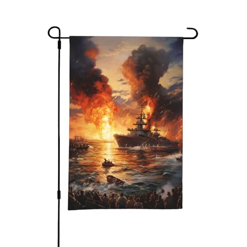 Japanischer Angriff auf Pearl Harbor, Poster-Stil, doppelseitige Gartenflagge, 30,5 x 45,7 cm, Dekoration für den Außenbereich von KWQDOZF
