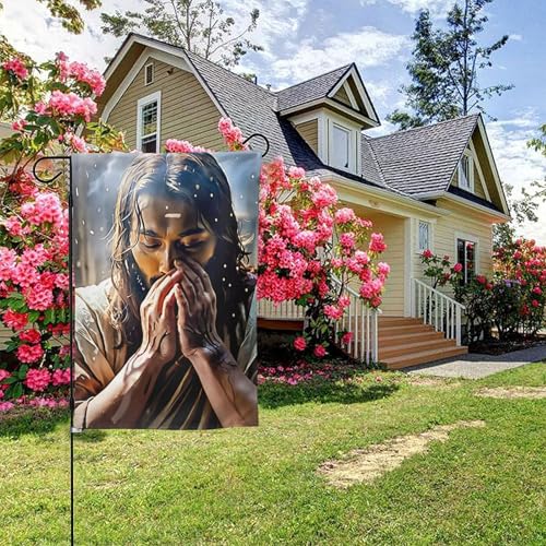 Jesus Divine Mercy Painting Style C Doppelseitige Gartenflagge, 28 x 40 Zoll, Hof-Außendekoration von KWQDOZF