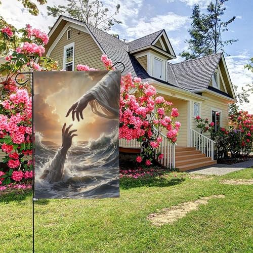 Jesus Praying Poster Style B Doppelseitige Gartenflagge, 28x40 Zoll Hof-Außendekoration von KWQDOZF