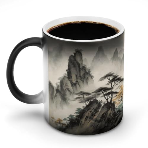 KWQDOZF Keramiktasse mit chinesischem Landschaftsgemälde, bedruckt, lustige Farbwechseltasse, Verfärbung, Kaffeetasse, Temperatur, personalisierte Farbwechseltassen mit Henkel, einzigartiges Geschenk KWQDOZF Keramiktasse mit chinesischem Landschaftsgemälde, bedruckt, lustige Farbwechseltasse, Verfärbung, Kaffeetasse, Temperatur, personalisierte Farbwechseltassen mit Henkel, einzigartiges Geschenk von KWQDOZF