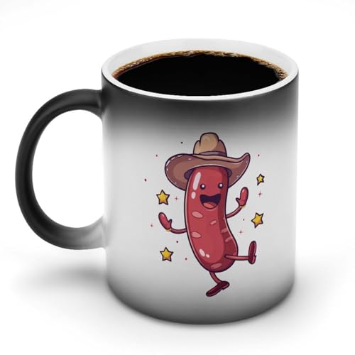 KWQDOZF Lustige Kaffeetasse mit tanzender Wurst, lustige Farbwechsel-Teetasse für Männer und Frauen zum Geburtstag von KWQDOZF