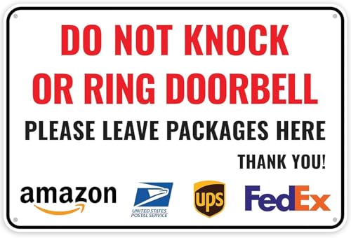 KWQDOZF Metall Blechschild DoKnock Or Ring Türklingel Schild 8x12 Zoll Poster Plakette Bitte Pakete hier lassen Türklingel von KWQDOZF