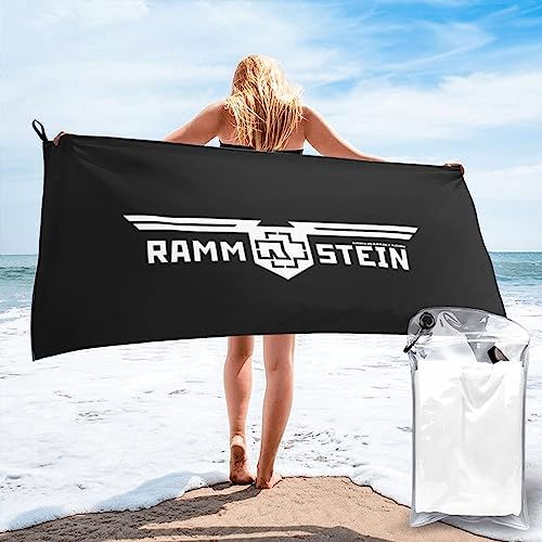 KWQDOZF Ram-m-Stein Mikrofaser-Reisehandtuch, schnell trocknendes Badetuch, ultrakompaktes Strandtuch, super saugfähige Waschlappen für Badezimmer, Camping 27.5"x55" von KWQDOZF