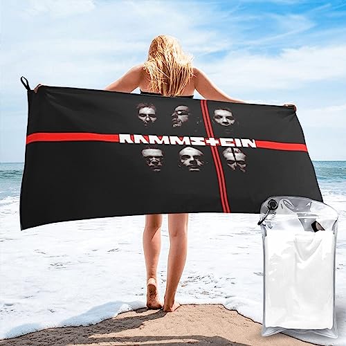 KWQDOZF Ram-m-Stein Mikrofaser-Reisehandtuch, schnell trocknendes Badetuch, ultrakompaktes Strandtuch, super saugfähige Waschlappen für Badezimmer, Camping 31.5"x63" von KWQDOZF