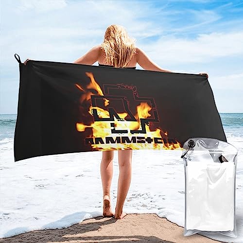 KWQDOZF Ram-m-Stein Mikrofaser-Reisehandtuch, schnell trocknendes Badetuch, ultrakompaktes Strandtuch, super saugfähige Waschlappen für Badezimmer, Camping 31.5"x63" von KWQDOZF