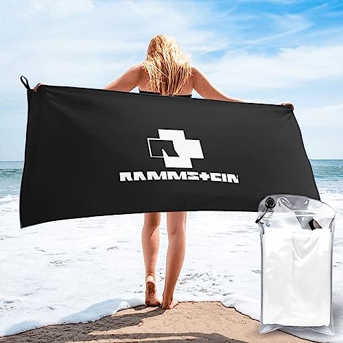 KWQDOZF Ram-m-Stein Strandtuch für Reisen, extra großes, leichtes Mikrofaser-Schwimmhandtuch, kompaktes, weiches Camping-Handtuch, schnell trocknendes Handtuch für Yoga Reisen 31.5"x63" von KWQDOZF