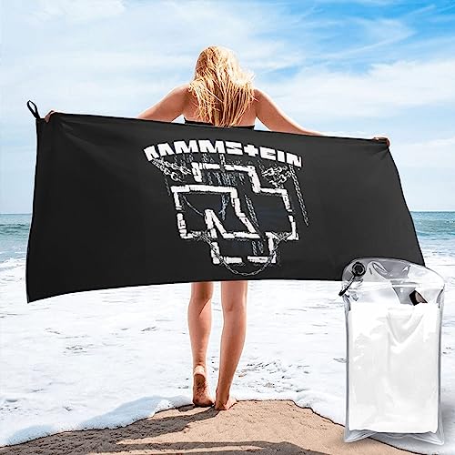 KWQDOZF Ram-m-Stein Strandtuch für Reisen, extra großes, leichtes Mikrofaser-Schwimmhandtuch, kompaktes, weiches Camping-Handtuch, schnell trocknendes Handtuch für Yoga Reisen 31.5"x63" von KWQDOZF