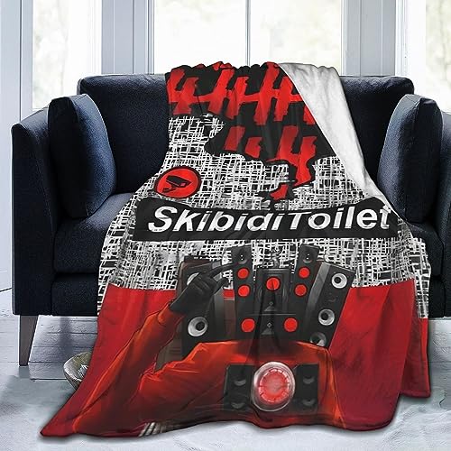 KWQDOZF Skibidi Toiletten-Flanelldecke ultraweiche Micro-Fleece-Überwurfdecken leichte Cartoon-Bettwäsche für Sofa Couch Stuhl die ganze Saison über 60"x50" von KWQDOZF