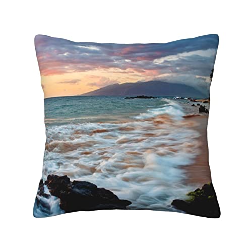 KWQDOZF Strand Maui Hawaii Sonnenuntergang Wolken Zuckerschädel dekorative Couch-Kissenbezüge quadratisches Set Kissenbezug für Sofa Schlafzimmer Couch Auto von KWQDOZF