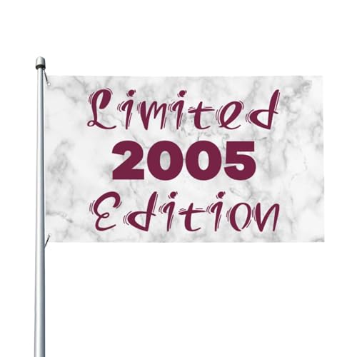 Limitierte Auflage Hausflagge zum 18. Geburtstag 2005 3x5 FT lebendiges einseitiges Outdoor-Banner für die Hofdekoration lichtbeständig von KWQDOZF