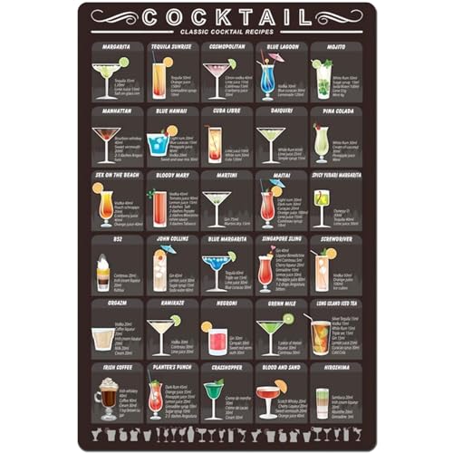 Metall-Blechschilder mit Cocktail-Wissen, klassische Cocktail-Rezepte, Informationen, Retro-Poster, populärwissenschaftliche Diagramme, Wandtafeln, Dekoration für Zuhause, Klassenzimmer, Zimmer, Büro, Metall-Blechschilder mit Cocktail-Wissen, klassische Cocktail-Rezepte, Informationen, Retro-Poster, populärwissenschaftliche Diagramme, Wandtafeln, Dekoration für Zuhause, Klassenzimmer, Zimmer, Büro, von KWQDOZF