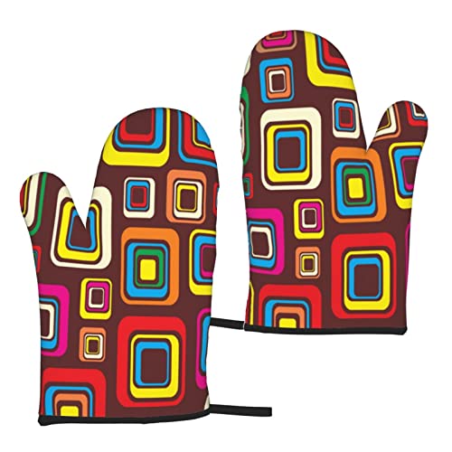 Mikrowellenhandschuhe 2er Set Bunte Quadrate Ofenhandschuhe und Topflappen zum Grillen Kochen Backen Grillen Mikrowelle Frühling Sommer Mikrowellenhandschuhe 2er Set Bunte Quadrate Ofenhandschuhe und Topflappen zum Grillen Kochen Backen Grillen Mikrowelle Frühling Sommer von KWQDOZF