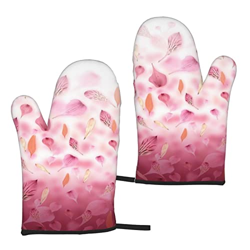 Mikrowellenhandschuhe 2er Set Pink Petals Ofenhandschuhe und Topflappen zum Grillen Kochen Backen Grillen Mikrowelle Frühling Sommer von KWQDOZF