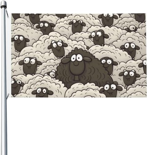 Niedliche Flagge mit Cartoon-Motiv schwarz-weißes Schaf 90 x 152 cm Flaggen für draußen lustige Banner-Gartenflagge doppelseitiger Druck Willkommens-Hof-Banner für Zuhause Garten Hof Rasen Innen- und von KWQDOZF