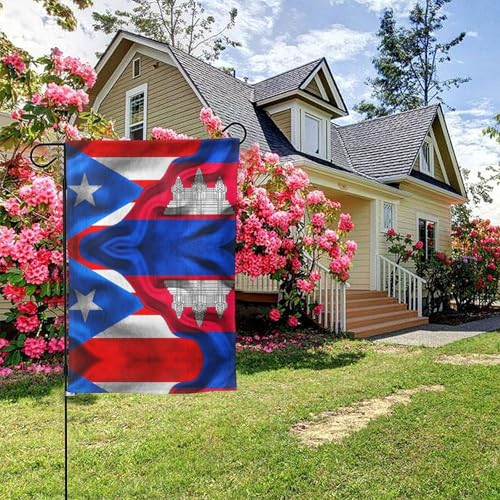 Porto Rico Flagge Kambodschanische Flagge Doppelseitig 28x40 Zoll Hof Außendekoration von KWQDOZF