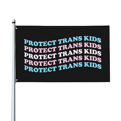Protect Trans Kids Premium 3x5ft Outdoor-Dekorationsflagge lebendige Farben winddicht wasserabweisend ideal für Garten und Veranstaltungen von KWQDOZF