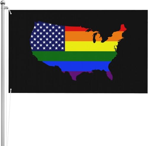 Regenbogen-Flagge 90 x 152 cm für den Außenbereich doppelseitige Flagge Polyester Hofbanner Innendekoration von KWQDOZF