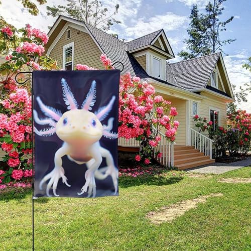 Reptilien Axolotl Stil B doppelseitige Gartenflagge, 28 x 40 Zoll Hof-Außendekoration von KWQDOZF
