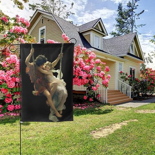 Romantisches Swinging Couple Poster Style A Doppelseitige Gartenflagge, 28x40 Zoll Hof-Außendekoration von KWQDOZF