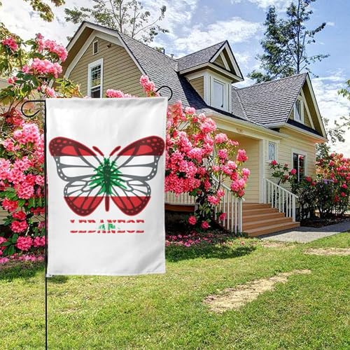 Schmetterling Libanesische Flagge Doppelseitig 28x40 Zoll Hof Außendekoration von KWQDOZF