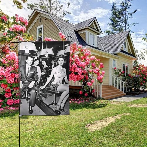Schwarz-weißes Beauty-Salon-Poster, doppelseitige Gartenflagge, 28 x 40 Zoll, Hof-Außendekoration von KWQDOZF