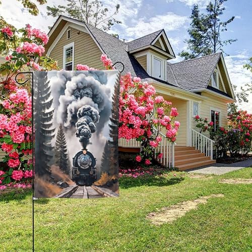 Steam Old Train Retro Poster Style C Doppelseitige Gartenflagge, 28x40 Zoll Hof-Außendekoration Steam Old Train Retro Poster Style C Doppelseitige Gartenflagge, 28x40 Zoll Hof-Außendekoration von KWQDOZF