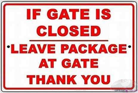 Straßenschild mit Warnschild „If Gate Is Closed Leave Package At Gate Thank You Courtesy Alert Attention Metallschild, Wandkunst, Dekoration, Sicherheitswarnschilder für den Außen- und Innenbereich, B Straßenschild mit Warnschild „If Gate Is Closed Leave Package At Gate Thank You Courtesy Alert Attention Metallschild, Wandkunst, Dekoration, Sicherheitswarnschilder für den Außen- und Innenbereich, B von KWQDOZF