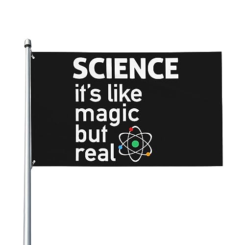 Wissenschaft es ist wie Magie aber echt. Premium-Dekorationsflagge für den Außenbereich 3x5 FT lebendige Farben winddicht wasserabweisend ideal für Garten und Veranstaltungen von KWQDOZF