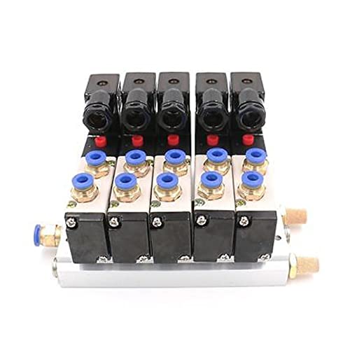 DC 12 V 24 V 5 pneumatisches Magnetventil 4V210-08 4 mm 6 mm 8 mm 10 mm 12 mm Schnellmontage-Basis-Set 110 V 220 V 4V210 08 1 Stück (12 mm Armaturen, 5 V) von KWQNPHTRN