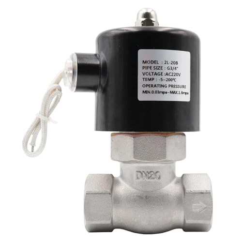 Edelstahl-Pilotkolben-Dampf-Magnetventil, DN15, DN20, DN25, AC220 V, DC24 V, hohe Temperatur und hoher Druck (einfarbig, 1,9 cm) von KWQNPHTRN