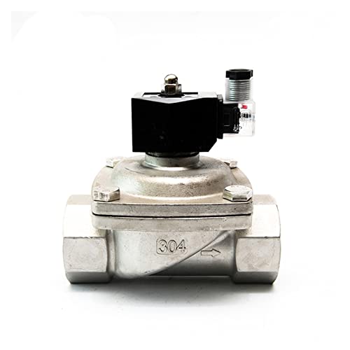 Magnetventil aus Edelstahl, 5,1 cm, wasserdicht, normalerweise geschlossen, 220 V, 12 V, 24 V, 110 V, Magnetventil (BSP-380VAC-Viton-Dichtung) von KWQNPHTRN