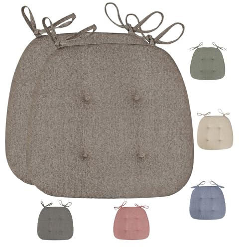 KWULDNAL 2er Set Stuhlkissen mit Bändern, Rutschfestes Sitzkissen Ideal mit Schnürsenkeln und Reißverschluss für zu Hause und Gartendekoration(Coffee) von KWULDNAL