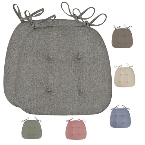 KWULDNAL 2er Set Stuhlkissen mit Bändern, Rutschfestes Sitzkissen Ideal mit Schnürsenkeln und Reißverschluss für zu Hause und Gartendekoration(Gray) von KWULDNAL