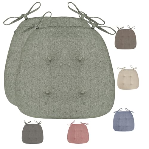 KWULDNAL 2er Set Stuhlkissen mit Bändern, Rutschfestes Sitzkissen Ideal mit Schnürsenkeln und Reißverschluss für zu Hause und Gartendekoration(Green) von KWULDNAL